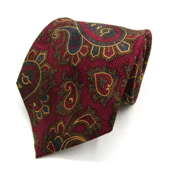 アレクサンダージュリアン ブランド ネクタイ 総柄 ペイズリー シルク 日本製 PO メンズ ワインレッド Alexander Julian 【中古】