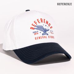 REFERENCE GENERAL STORE SNAPBACK CAP【WHITE×NAVY】 (リファレンス 通販 キャップ 帽子 スナップバック ベースボールキャップ ロゴ)