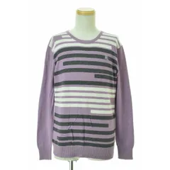 【BURBERRYBLACKLABEL】BMT91-100-34 ランダムボーダーコットンウール長袖ニットセーター