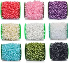 and.A 3mx9色 合計27M ビーズチェーン パールガーランド ウェディング パーティー ブーケ プリザードフラワー ハーバリウム 会場 飾り( 9色)