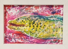 チョビベリー作 「ハッスルなウツボ」水彩色鉛筆画 ポストカード