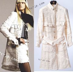 シャネル ジャケット コート スカート スーツ CHANEL アイボリー オフホワイト ルサージュ セット 150万 カール・ラガーフェルド  38 40