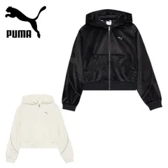 お買得 プーマ PUMA レディース COREHERITAGE ベロアジャケット 690173 UVカット UPF40 ショート丈 フード パーカー