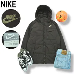 【極暖】 ナイキ NIKE フーデット ナイロン ジャケット キルティング 中綿 裏起毛 L ブラウン スポーツ アウトドア ウェア ジャンパー ウィンドブレーカー メンズ