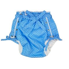 [ママミッケ] 大人用おむつカバー ホック 紐 (水色、水玉)