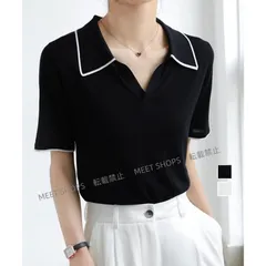 【新品未使用】半袖 ポロシャツ レディース ニット夏服 lsjx95