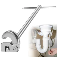【特価セール】SensaBliss シンクレンチ ベンリーレンチ 配管工のツール 180度回転 水回り 水栓器具の取替 多機能モンキーレンチツール パイプレンチ 配管レンチ アンダーマウントシンク用蛇口レンチ ステン （シルバー）