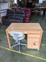 無印良品（良品計画）パイン材デスクセット（机+キャビネット+イス）