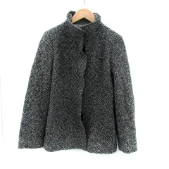 エムケー ミッシェルクラン MK MICHEL KLEIN ジャケット スタンドカラー ミドル丈 ウール 38 M 黒 ブラック オフホワイト /HO21のサムネイル