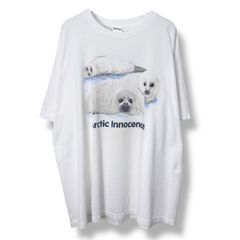 90s Human-i-Tees Print T-Shirt Made in USA 【XXL】 90年代 アザラシ 南極 可愛い プリント Tシャツ 古着 ビンテージ ヴィンテージ アメリカ製 USA製 コットン