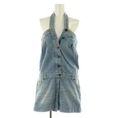 シーバイクロエ SEE BY CHLOE デニムオールインワン サロペット ショートパンツ ノースリーブ ホルターネック USA 2 青 ブルー /MY ■OSのサムネイル
