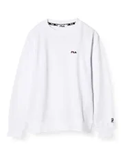 ホワイト_L [フィラ] スウェット 裏起毛 メンズ レディース トレーナー クルーネック 丸首 プルオーバー 長袖 ワンポイント ロゴ 刺繍 スタンダード 人気 大きいサイズ ゆったり 部屋着 ルームウェア トップス 韓国 春 秋 冬 男女兼用 FL1645