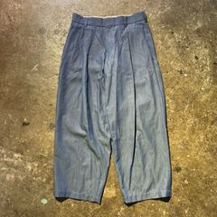 L*t様 50s レーヨンギャバ スラックス グレー ストライプ 極太 - メルカリ