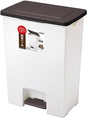 A6418 奥行スリム ブラウン 45L 軽いペダル 防臭エバンペダルワイド フタ付きゴミ箱 アスベル