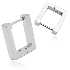 【長方形ピアス】[Adelina Style] フープピアス 三角 ハート 長方形 多角形 人気 つけっぱなし メンズ レディース シンプル リングピアス サージカルステンレス 金属アレルギー対応 男女 両耳 プレゼント