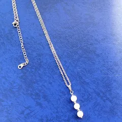 サージカルステンレス製  淡水パールロングネックレス 45＋5cmシルバー