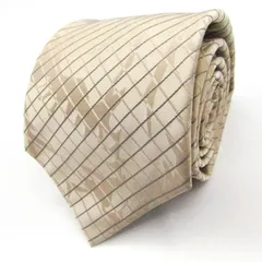 タケゾー ブランド ネクタイ シルク 格子柄 総柄 メンズ ベージュ TAKEZO 【中古】