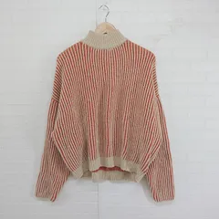 ◇ select MOCA セレクト モカ ストライプ ハイネック 長袖 ニット セーター サイズF オレンジ系 マルチ レディース E  【1303240015186】