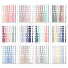 【迅速発送】モノライク ダイアリー デコ パレット ステッカー セット - Deco Palette Sticker 単色の円形 ステッカー 12種類のデザイン、計24枚