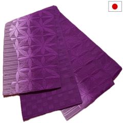 半幅帯（唐草柄：パープル系）日本製 ロング 長尺 リバーシブル 細帯 浴衣 着物 小紋 レディース 女性 和装 和服