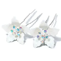 髪飾り Ｕピン 可愛い かんざし 簪 キラキラ パール ラインストーン 花 2点セット 黒留め 訪問着 フォーマル 着物 和装 振袖 成人式 結婚式 卒業式 入園式 卒園式 謝恩会 七五三パーティー 003-209 s828 Si