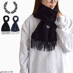 FRED PERRY フレッドペリー マフラー Lambswool Scarf メンズ レディース ユニセックス ウール 春 秋 冬 ブラック ネイビー F フリーサイズ C4126