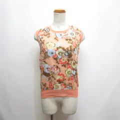 ポールスミスジーンズ Paul Smith JEANS 花柄 切替え ノースリーブ ニット カットソー M ピンク 異素材切替え 正規品