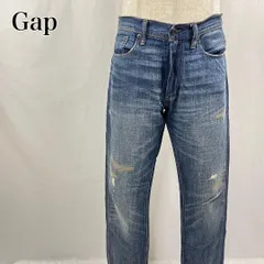 GAP　ギャップ　32×32　ブルー　青　1969　定番人気　カジュアル　スリム　ダメージ加工　ヒゲ　デニムジーンズ 3447