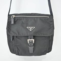 PRADA プラダ ロゴプレート ナイロン/レザ― ショルダーバッグ BT8994 ブラック M07-k062