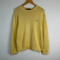 Polo by Ralph Lauren ポロバイラルフローレン ニット セーター ワンポイントロゴ ロゴ刺繍 シンプル イエロー 黄色 メンズ XLサイズ 古着 ストリート
