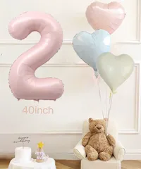 new❤︎ くすみ ベビーカラー ナンバーバルーン ＆ ハート セット 誕生日 飾り 風船　１歳　2歳  ３歳　バースデー　男の子　女の子100日祝い　ベビーピンク　HAPPY BIRTHDAY　パーティ