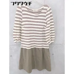 ◇ anatelier アナトリエ ボーダー 切替 八分袖 膝丈 ワンピース サイズ36 アイボリー ベージュ レディース 【中古】 【1102150007454】