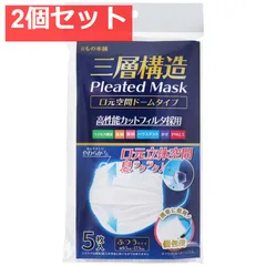 三層構造 口元空間ドーム型マスク 個包装 ふつうサイズ 5枚入 2個セット まとめ売りのサムネイル