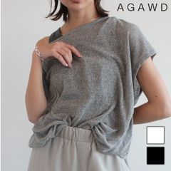 【爆速配送】【即納】 アガウド AGAWD トップス 25春夏 Asymmetry Balloon Cutsew アシンメトリーバルーンカットソー 半袖 ミドル丈 2225-6004