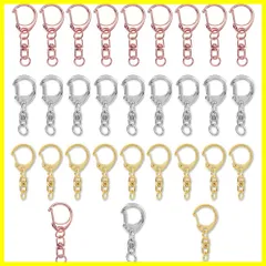 キーホルダー 金具 ナスカン キーホルダー パーツ ワンタッチキーホルダー 回転カン 丸カン付き ハンドメイド キーホルダーパーツ DIY 手作り 全長4.7cm 30入 3色 MOMI