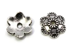 『10個』 ビーズキャップ 10mm 花型 座金 シルバー 花座 ハンドメイド アクセサリーパーツ 材料 銀色 アクセサリー