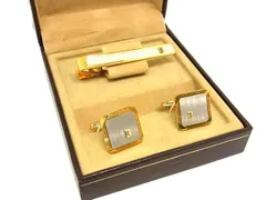 ■美品■ BALLY バリー カフスボタン カフス ネクタイピン タイクリップ アクセサリー 2点セット ゴールド系×シルバー系 DF7937 冠婚葬祭 結婚式 葬式