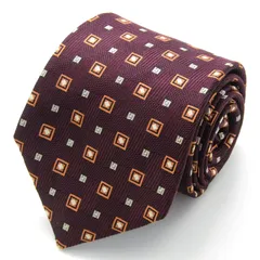 コムサデモードメン ブランド ネクタイ 小紋柄 スクエア柄 格子柄 シルク PO メンズ ワインレッド COMME CA DU MODE 【中古】