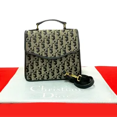 極 美品 希少品 Christian Dior ディオール トロッター 柄 ナイロンキャンバス レザー 2way ハンドバッグ ショルダーバッグ ブラック 77666