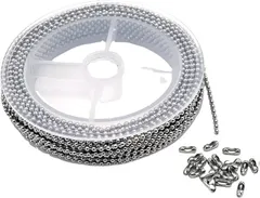 FJmark ボールチェーン ステンレス シルバー キーチェーン アクセサリー コネクター20個付き(シルバー2.0mm,  ボール太さ：2.0mm 長さ：約10m)