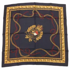 ポロ ラルフローレン POLO RALPH LAUREN ヴィンテージ スカーフ 絹 シルク 大判 紺 /JS ■GY14