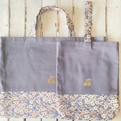 現品即発送☆リバティプリント アリスW ×さくらんぼワッペン レッスンバッグ リバティプリント アリスW ×さくらんぼワッペン レッスンバッグ