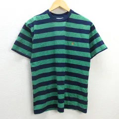 H■グラミチ/ GRAMICCI ボーダー柄 クルーネックTシャツ【S】緑紺/MENS■14【中古】