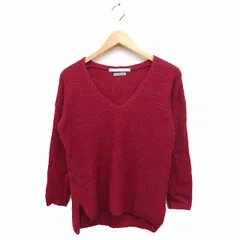 スピック&スパン Spick&Span Vネック ニット セーター 長袖 無地 ローゲージ アルパカ混 レッド 赤 /FT3