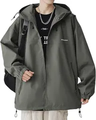 WEARBIE ウェアビー 男女兼用 撥水加工 マウンテンパーカー アウトドア 防風 雨 アウター 軽量 防寒 春夏 秋冬 ジャンパー おしゃれ 上着 ライトアウター ウインドブレーカー アノラック ジャケット 羽織り ゆったり(カーキ,  M)