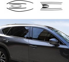 マツダ CX-5 KF系 (2017-2024) 対応 ウィンドウモールカバー ステンレススチール 12本セット 艶ありブラック 外装アクセサリーCYB686目玉商品