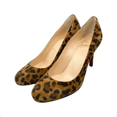 ☆E3869 クリスチャンルブタン パンプス レオパード柄 ヒール 3190062 BW1H 34 1/2サイズ キャラメル ブラウン レッド CHRISTIAN LOUBOUTIN