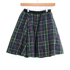 ポンポネット フレアスカート チェック柄 チュール ボトムス キッズ 女の子用 140サイズ ブラック×グリーン pom ponette 【中古】