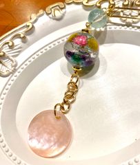 蜻蛉玉とシェルのかんざし　浴衣姿