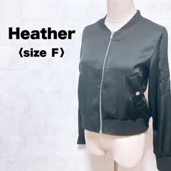 Heather ブルゾン　ジップアップ　黒　長袖　ライトアウター　シンプル　Ｆ